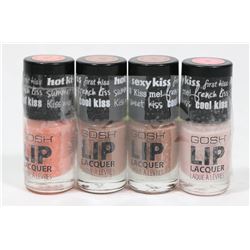 4 NEW BOTTLES OF GOSH LIP LACQUER VARIOUS COLOURS