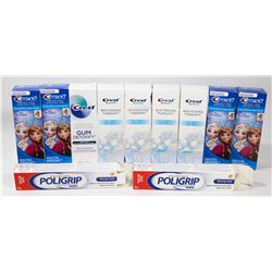 BAG OF ASSORTED TOOTHPASTES.