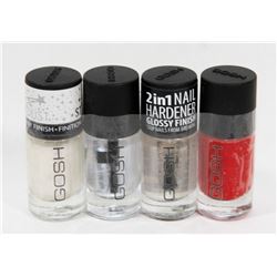 4 BOTTLES OF GOSH NAIL PRODUCTS INCLUDES LACQUER,