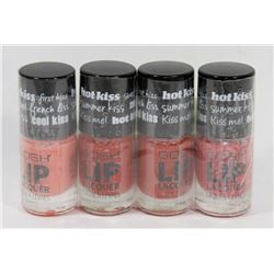 4 BOTTLES OF GOSH LIP LACQUER VARIOUS COLOURS