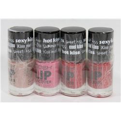 4 BOTTLES OF GOSH LIP LACQUER VARIOUS COLOURS