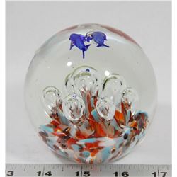 MURANO GLASS BALL WITH FISH & BUBBLES