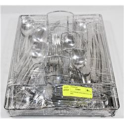 METAL FLATWARE HOLDER FULL OF FLATWARE-