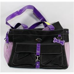 PURPLE PET CARRY BAG WITH ZIPPER TOP