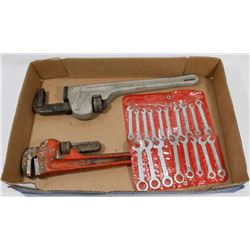 12" RIDGID PIPE WRENCH, 14" ALUMINUM MASTERCRAFT