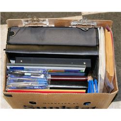 BOX W/OFFICE SUPPLIES INCL. LEATHER