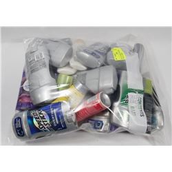 BAG OF ASSORTED DEODORANT, TRAVEL HYGIENE