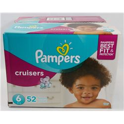 BOX OF 52 PAMPERS CRUISERS SIZE 6 DIAPERS.
