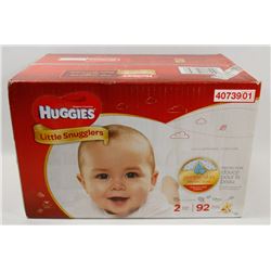 BOX OF 92 HUGGIES LITTLE SNUGGLERS DIAPERS SIZE