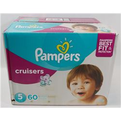BOX OF 60 PAMPERS CRUISERS SIZE 5 DIAPERS.