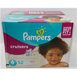BOX OF 52 PAMPERS CRUISERS SIZE 6 DIAPERS.