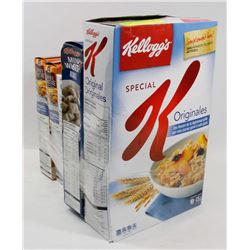 5 BOXES OF ASSORTED CEREALS.