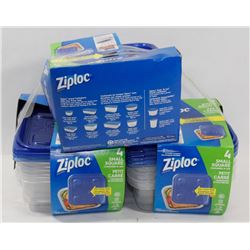 3 PACKS OF 4 ZIPLOC SMALL SQUARE CONTAINERS.