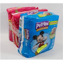 3 PACKS OF HUGGIES SIZE 3T-4T TRAINING PANTS.