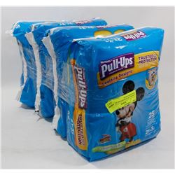 4 PACKS OF HUGGIES SIZE 2T-3T TRAINING PANTS.