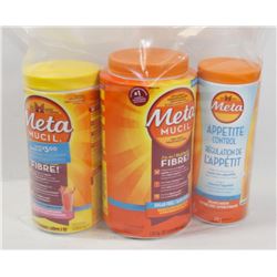 LOT OF 3 ASSORTED METAMUCIL FIBRE SUPPLEMENT