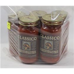 BAG OF 5 ASSORTED CLASSICO PASTA SAUCE.