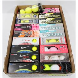 FLAT OF COLORED RECLAIMED GOLF BALLS.