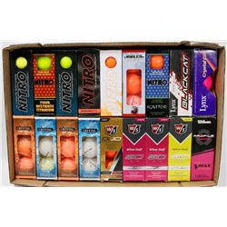 FLAT OF COLORED RECLAIMED GOLF BALLS.