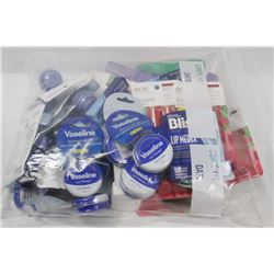 BAG OF ASSORTED LIP BALM.