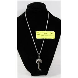 NEW BLACK BEAD STEEL PENDANT NECKLACE