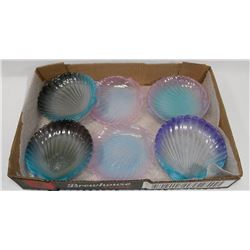 BOX OF 10 GLASS SHELL DISHES