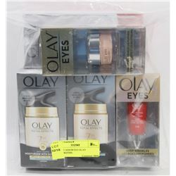 LOT OF 5 ASSORTED OLAY MOISTURIZERS.