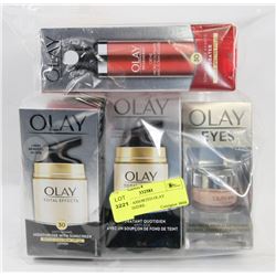 LOT OF 5 ASSORTED OLAY MOISTURIZERS.
