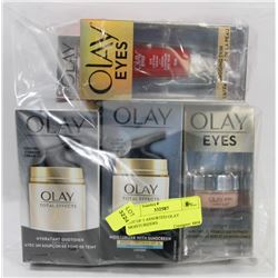 LOT OF 5 ASSORTED OLAY MOISTURIZERS.