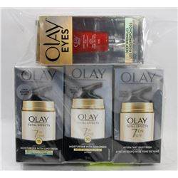 LOT OF 5 ASSORTED OLAY MOISTURIZERS.
