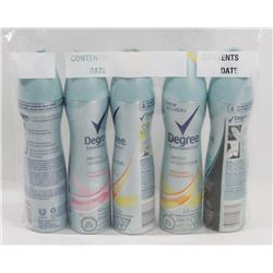 LOT OF 5 DEGREE DRY SPRAY ANTI-PERSPIRANT