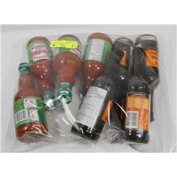 LOT OF RED HOT HOT SAUCE AND LEA & PERRINS