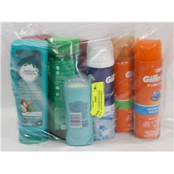 BAG OF ASSORTED HYGIENE PRODUCTS INCL SHAMPOO,