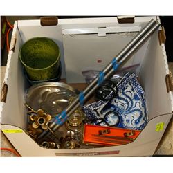 LOT OF HOME DECOR INCL BRASS.