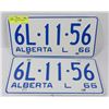 Image 1 : SET OF UNUSED 1966 ALBERTA LICENSE PLATES