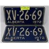 Image 1 : SET OF 1972 ALBERTA LICENSE PLATES