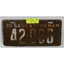 1935 SASKATCHEWAN LICENSE PLATE