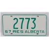 Image 1 : 1967 ALBERTA LICENSE PLATE