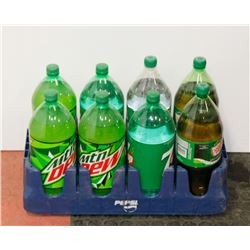 EIGHT ASSORTED 2L BOTTLES OF POP