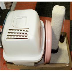 LITTER BOX 17"H X 11"W X 15"D, SCRATCH TOWER AND