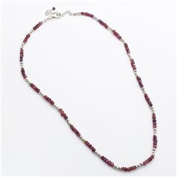 18) STERLING SILVER GARNET NECKLACE