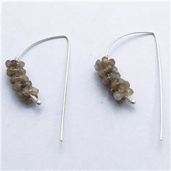 37) STERLING SILVER LABRADORITE HOOP EARRINGS