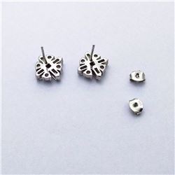 50) STERLING SILVER MULTI STONE STUD EARRINGS