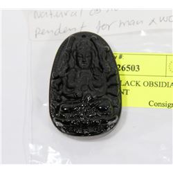 #93- NATURAL BLACK OBSIDIAN BUDDHA PENDENT