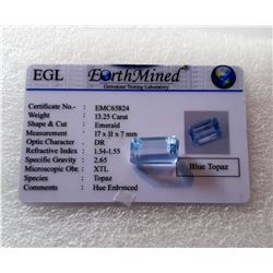 4)  EMERALD CUT 13.25 CT BLUE TOPAZ