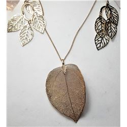 16)  GOLD DIPPED NATURAL LEAF ON CHAIN