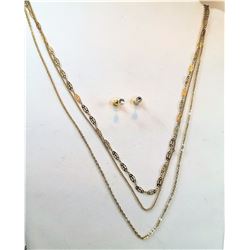 19)  GOLD TONE 3 STRAND FINE CHAIN
