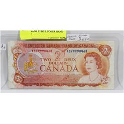 1974 CANADA $2 BILL POKER HAND SERIAL #
