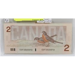 1986 CANADA $2 BILL POKER HAND SERIAL #