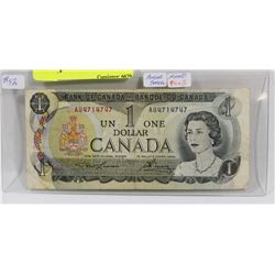 1973 CANADA $1 BILL POKER HAND SERIAL #